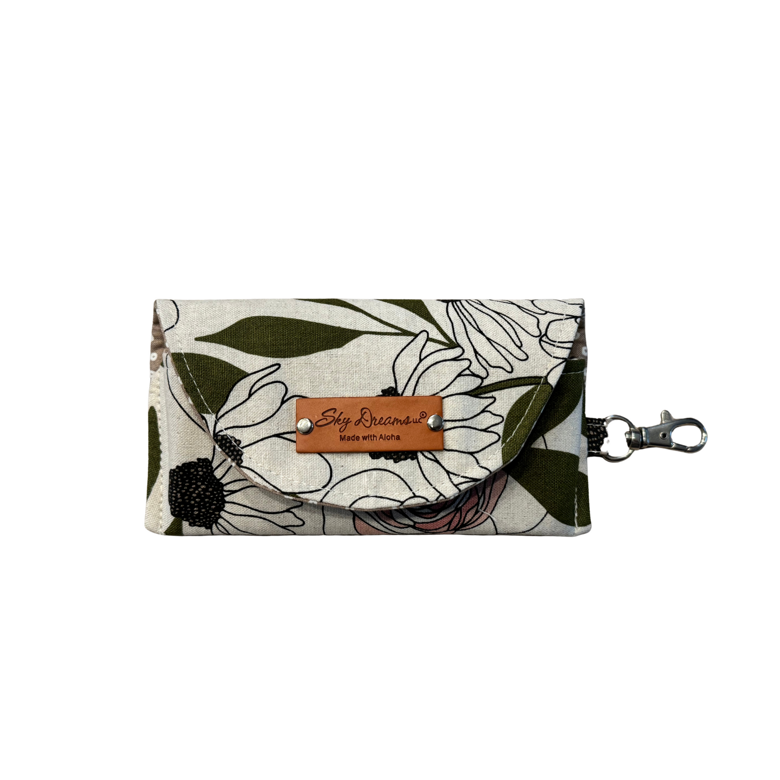 Eyewear case w/ keyhook-Canvas Botanical garden