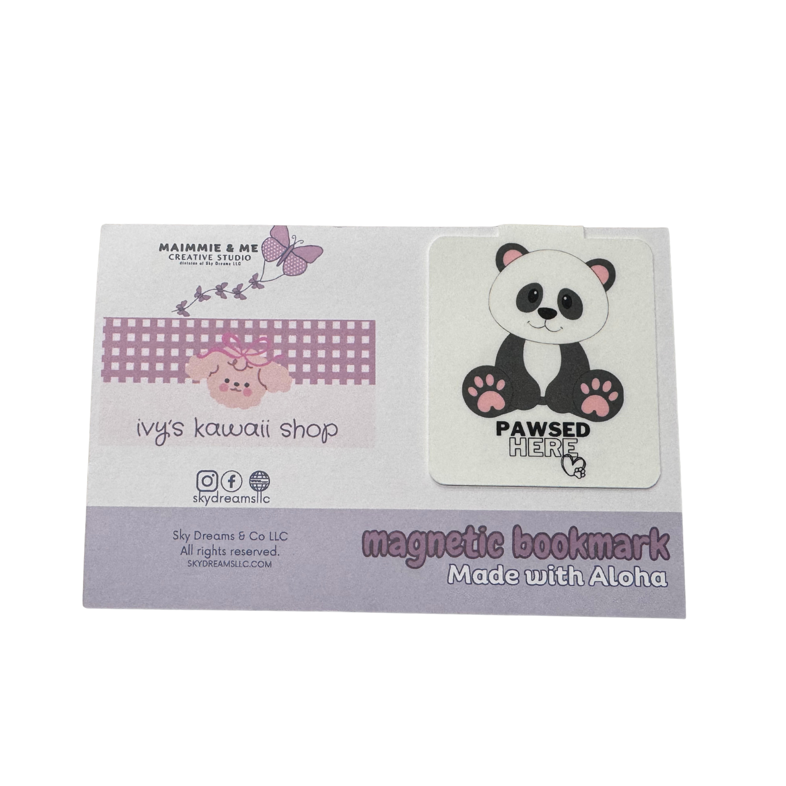 Magnetic bookmark-Pawsed here (Panda)