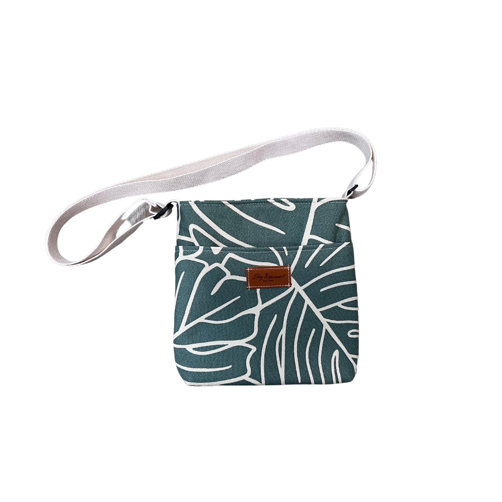 Deluxe Sky Water bottle crossbody sling with Trolley sleeve-Sage Monstera