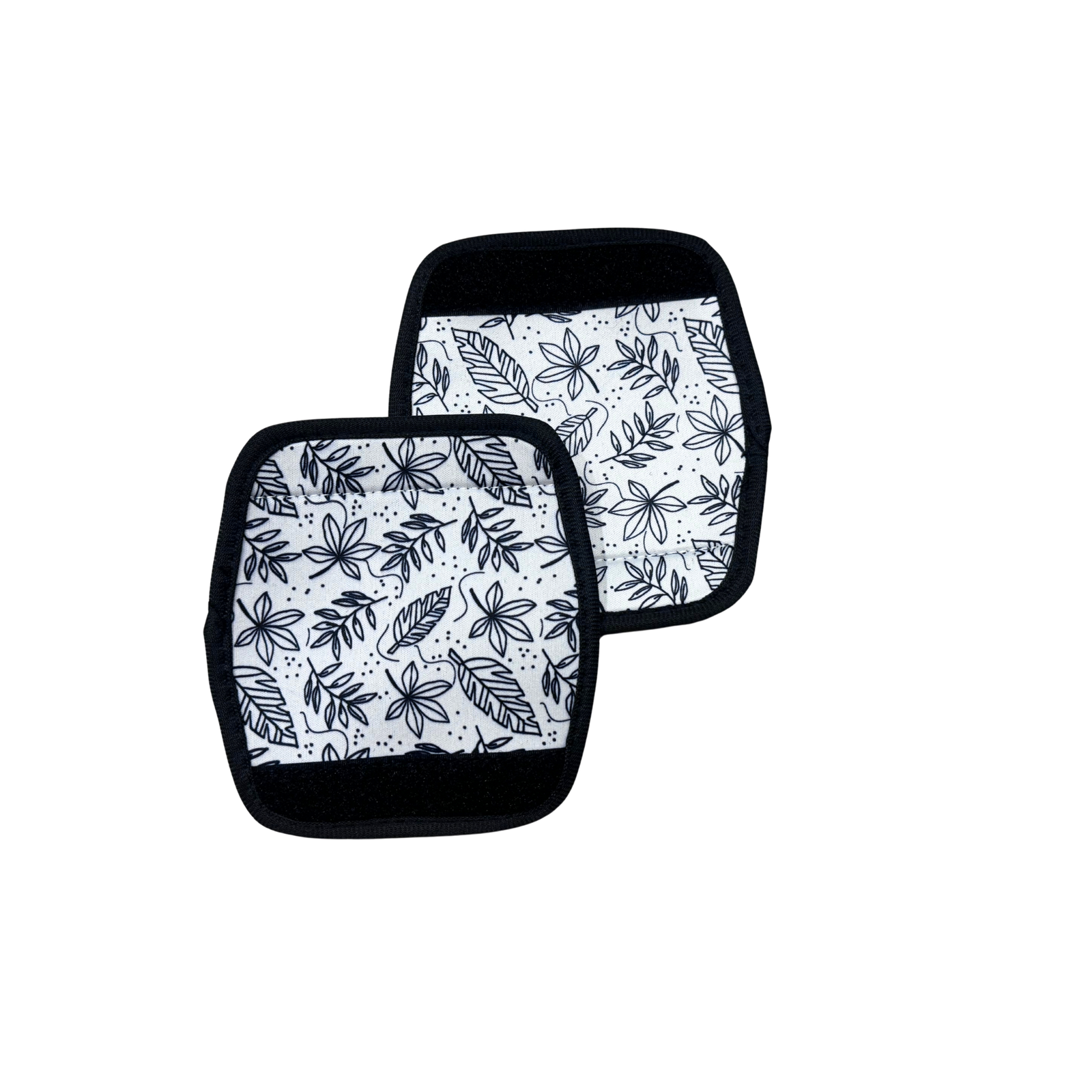 Neoprene Luggage Wrap set of 2-Black Leaves