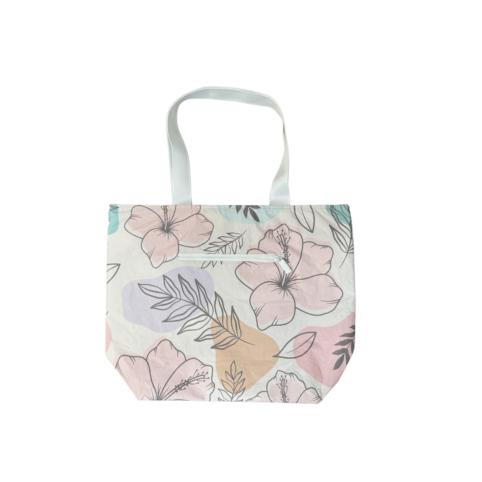Large Zipper tote bag-Hibiscus aloha