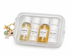 Passport Gift Set – Pink Vegan Leather + Clear Hard Shell Pouch