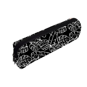 Pencil Pouch/Make up pouch-Na Lau Aloha Black with leaves