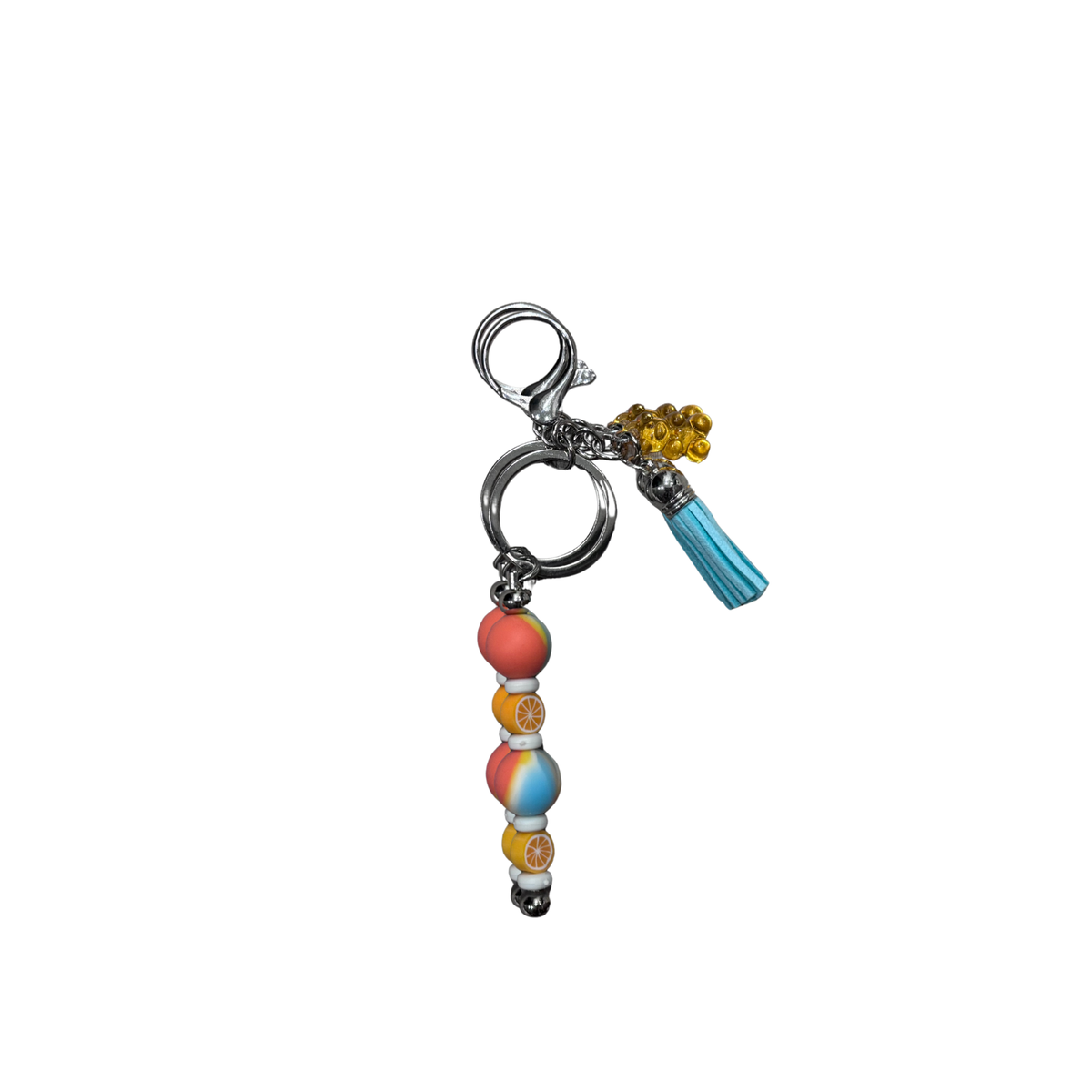 Violet&#39;s Sparkle shop-Beaded keychain mini orange with orange bear