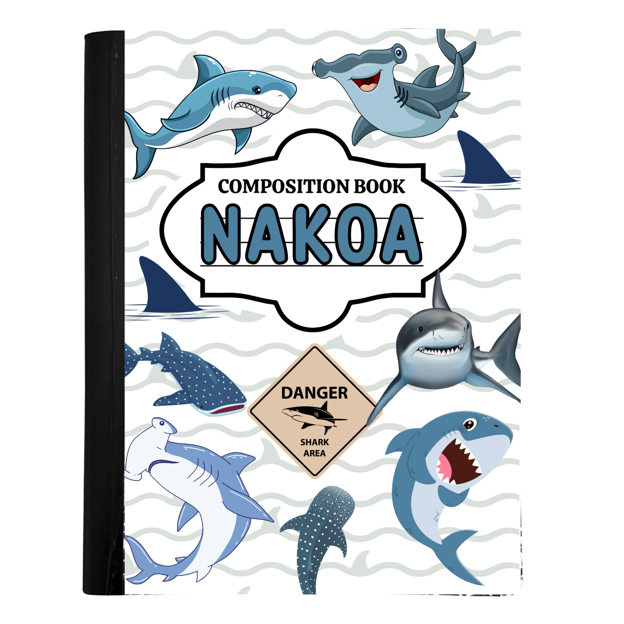 Personalized composition/Travel composition notebooks-Sharks