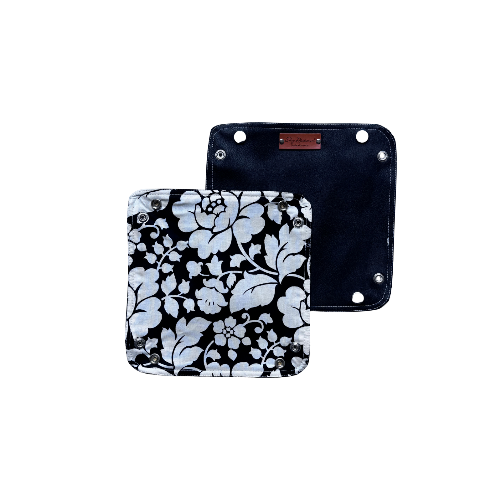 Travel Valet with Black Vegan leather-Black and white Rosemarie