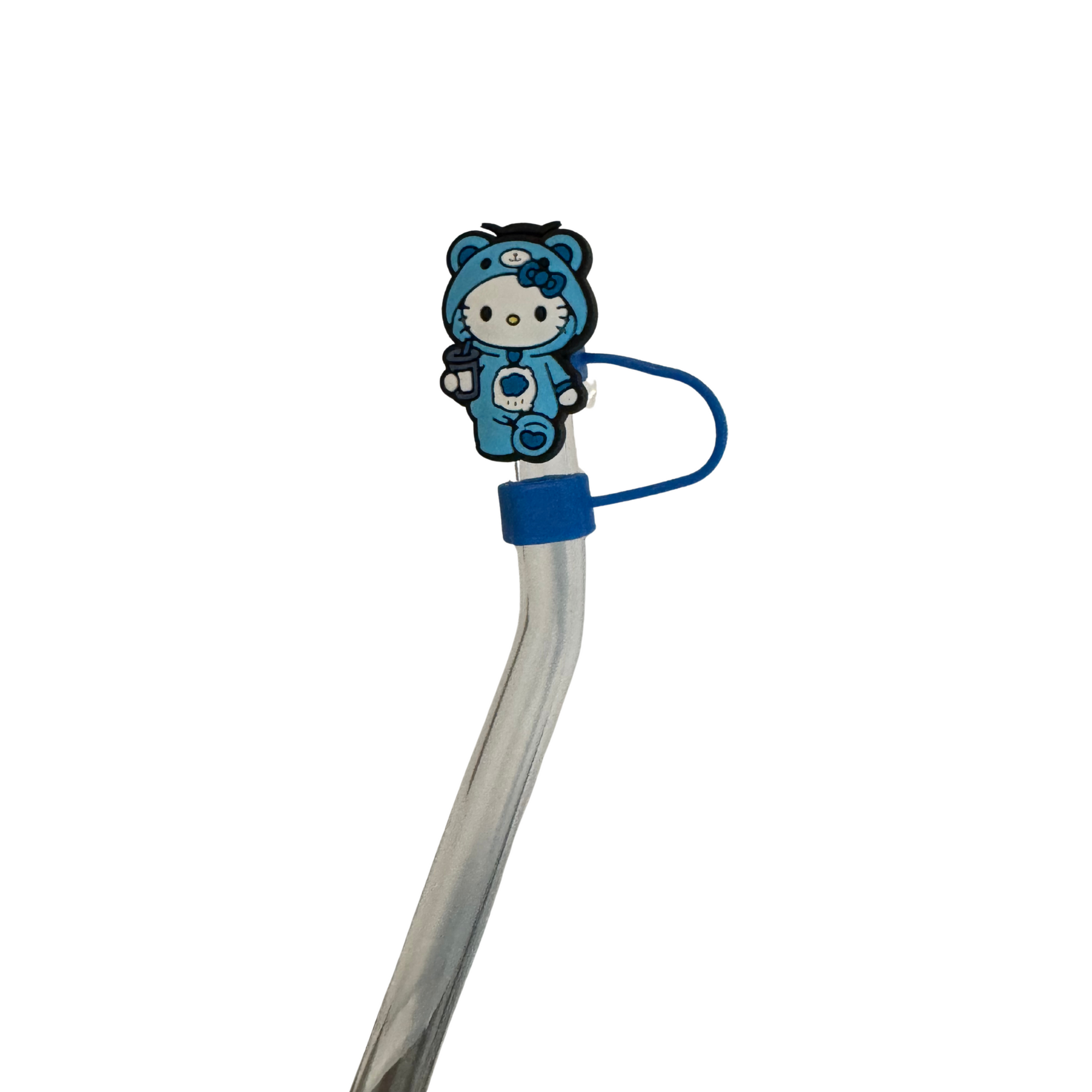 Limited edition-Silicone Straw topper-Kawaii Blue