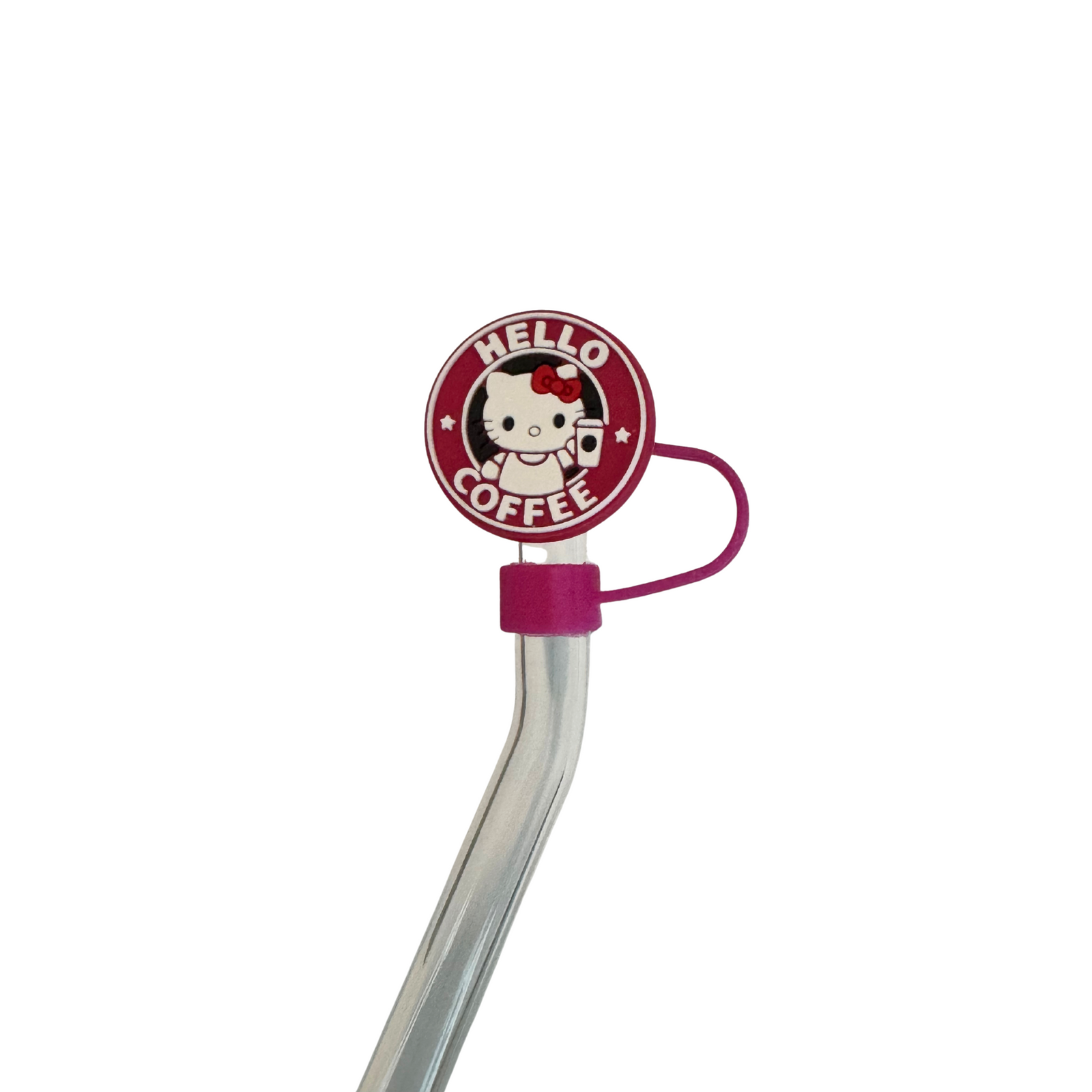 Limited edition-Silicone Straw topper-Magneta Kitty Coffee