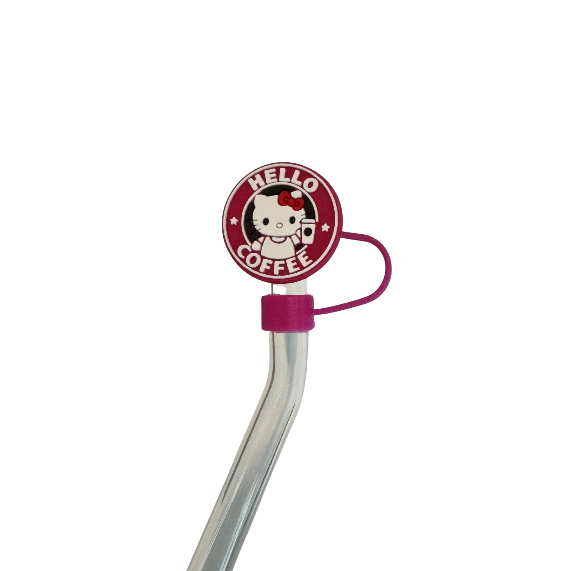 Limited edition-Silicone Straw topper-Magneta Kitty Coffee