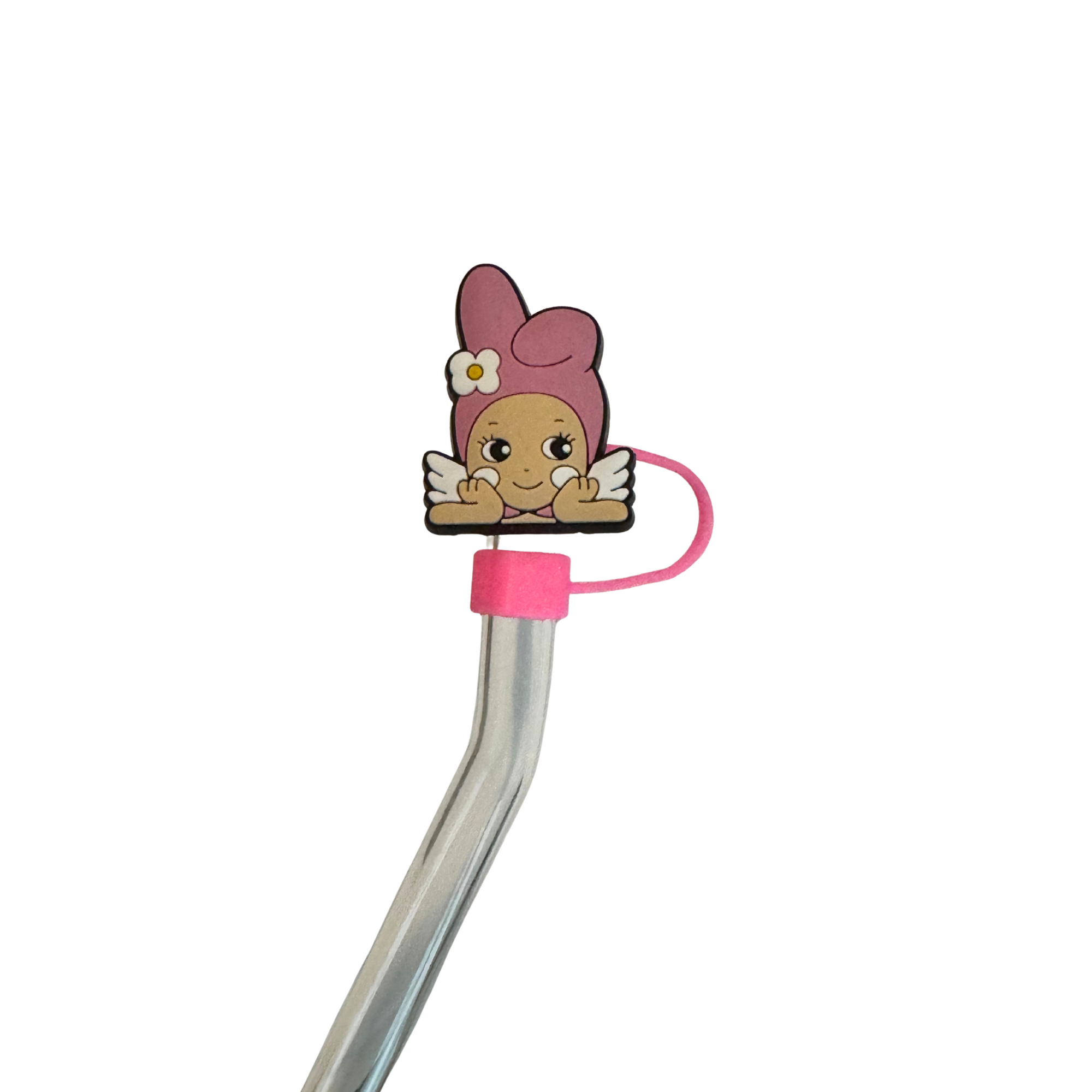 Limited edition-Silicone Straw topper-Pink Angel