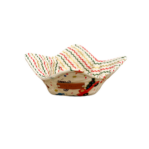 Reversible bowl holder-Beige Holiday/Multi wiggly lines