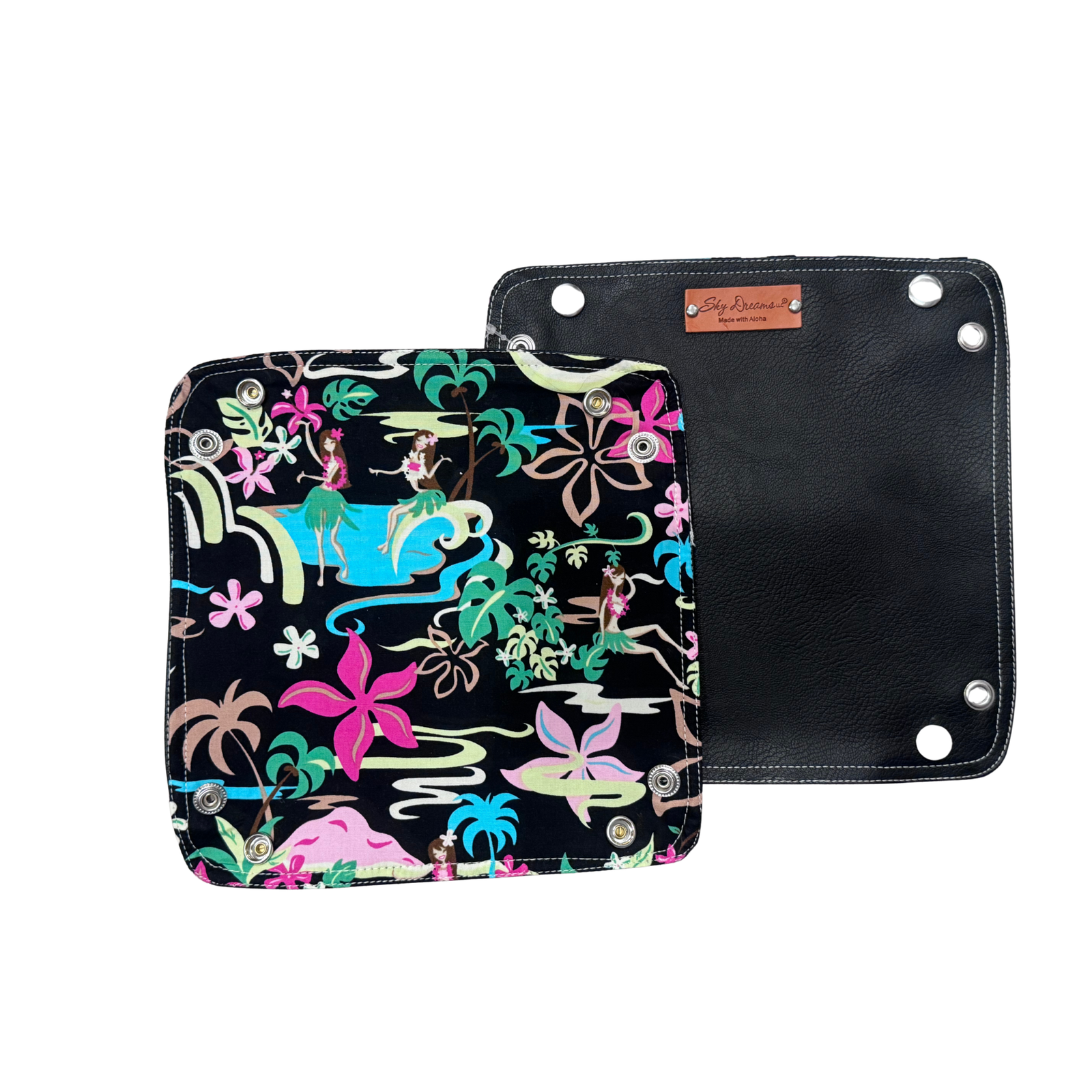 Travel Valet with Black Vegan leather-Hula Wahine Black