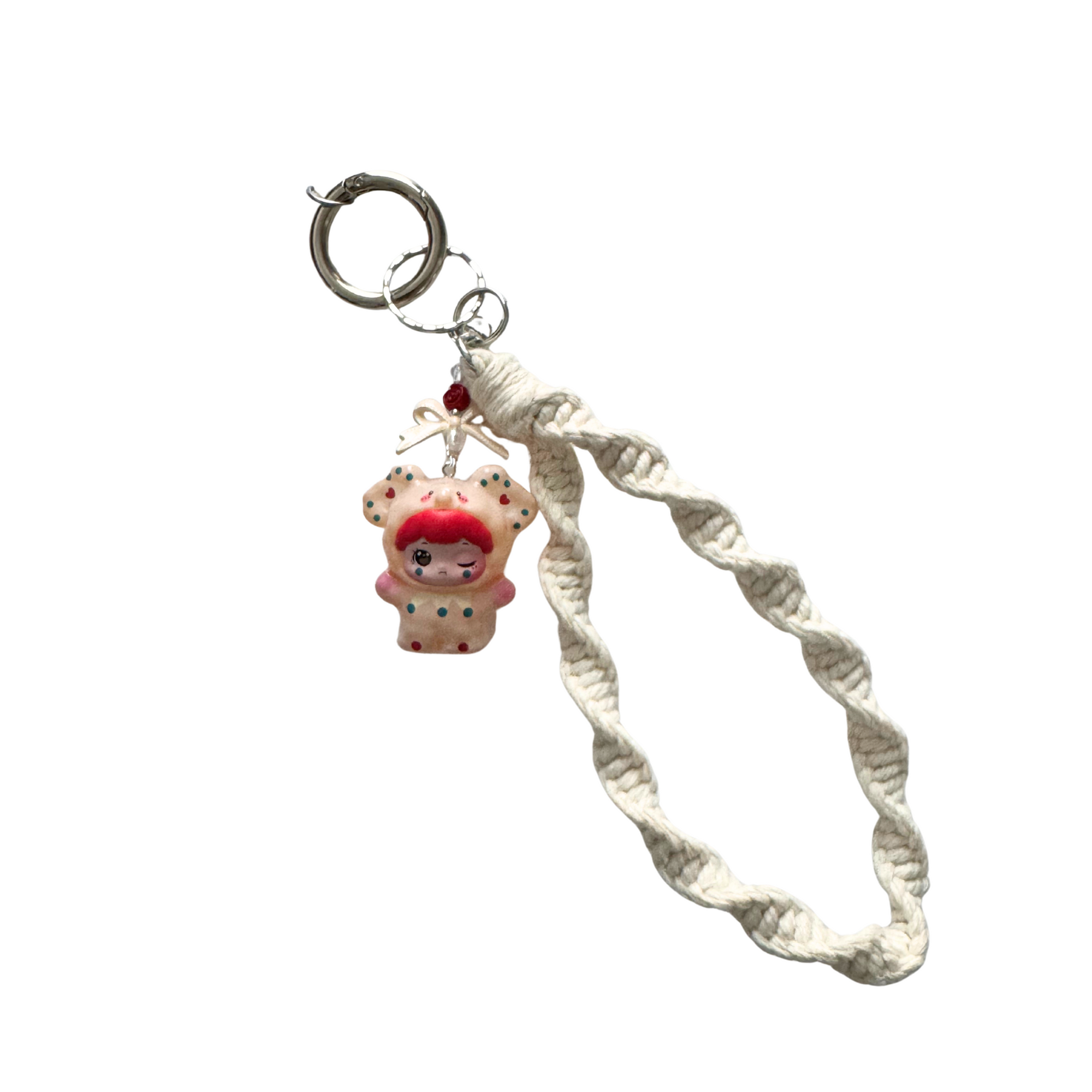 Limited edition-Phone/Key Chain wristlet strap-Macrame white-Design 1