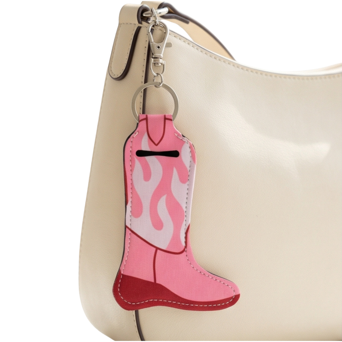 Neoprene Lipstick Keychain Bag charm-Pink boots