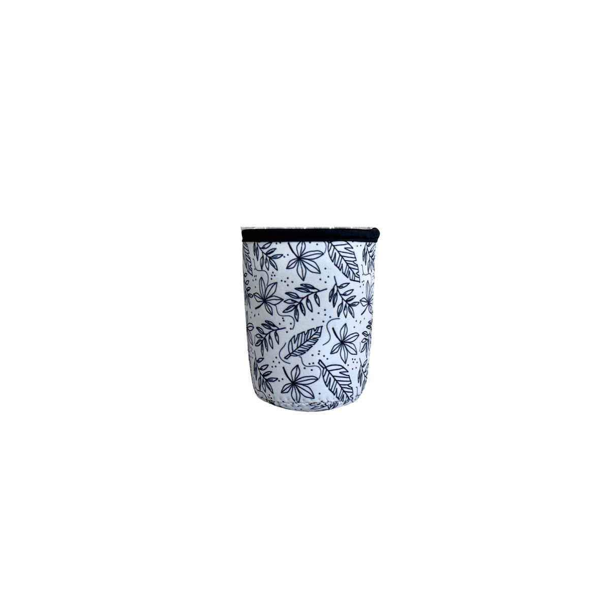 Neoprene Travel Cup Cozy – Black Leaves