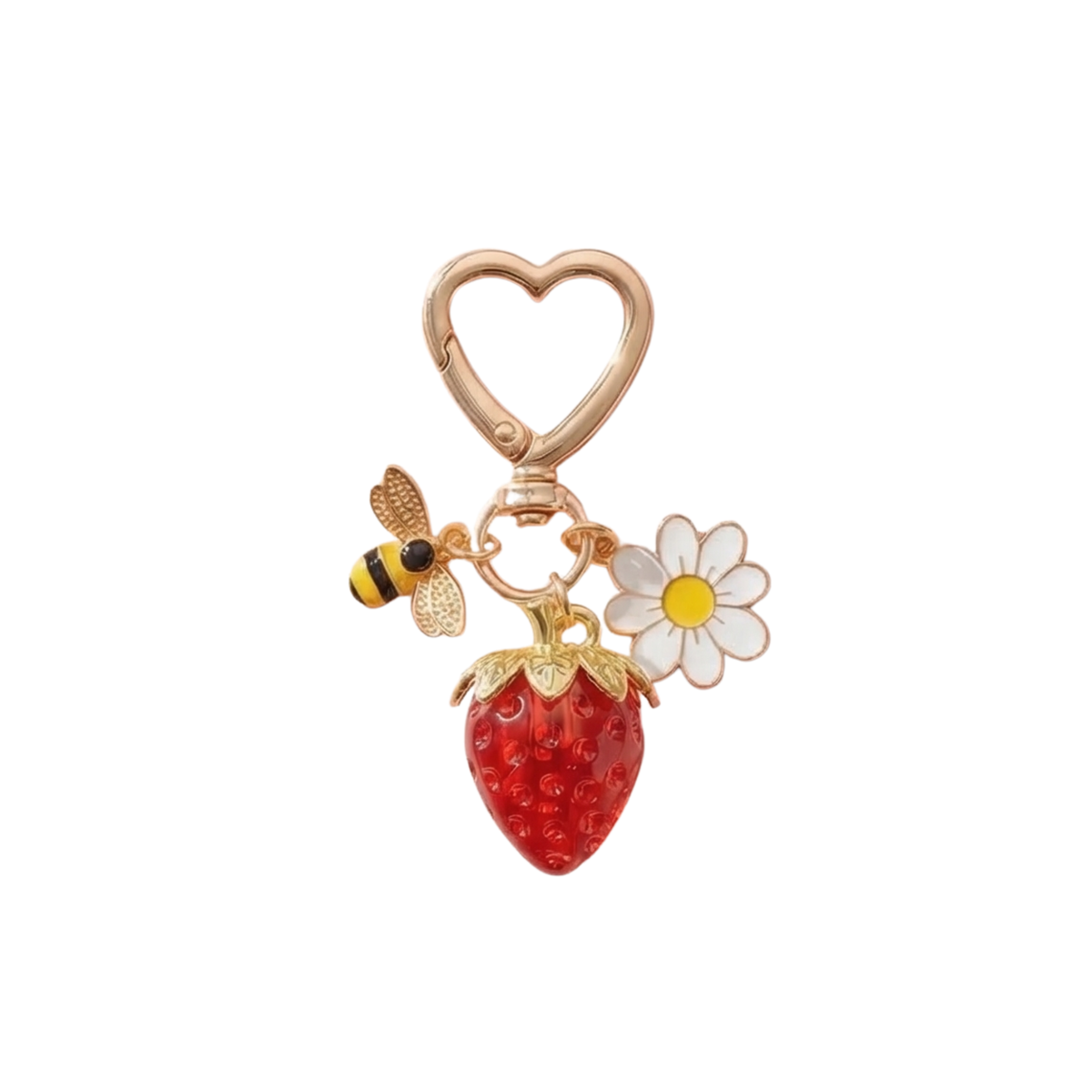 Travel Bag Charm – Strawberry Daisy