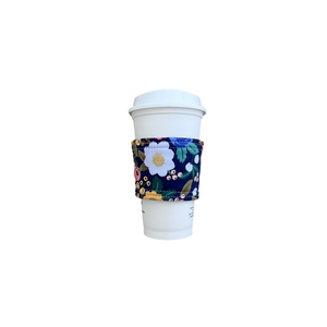Coffee Cup sleeve-Reversible Vintage blossom design