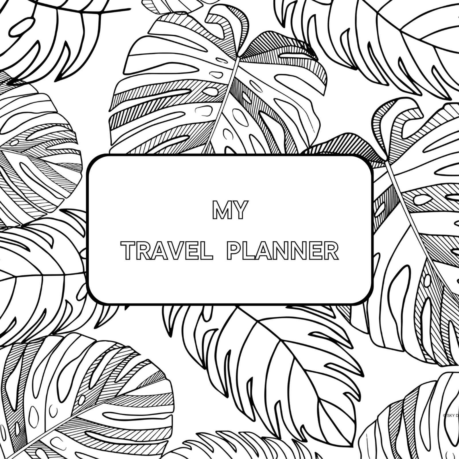 Digital Travel Planner A4 Printable-Large Monstera Scattered