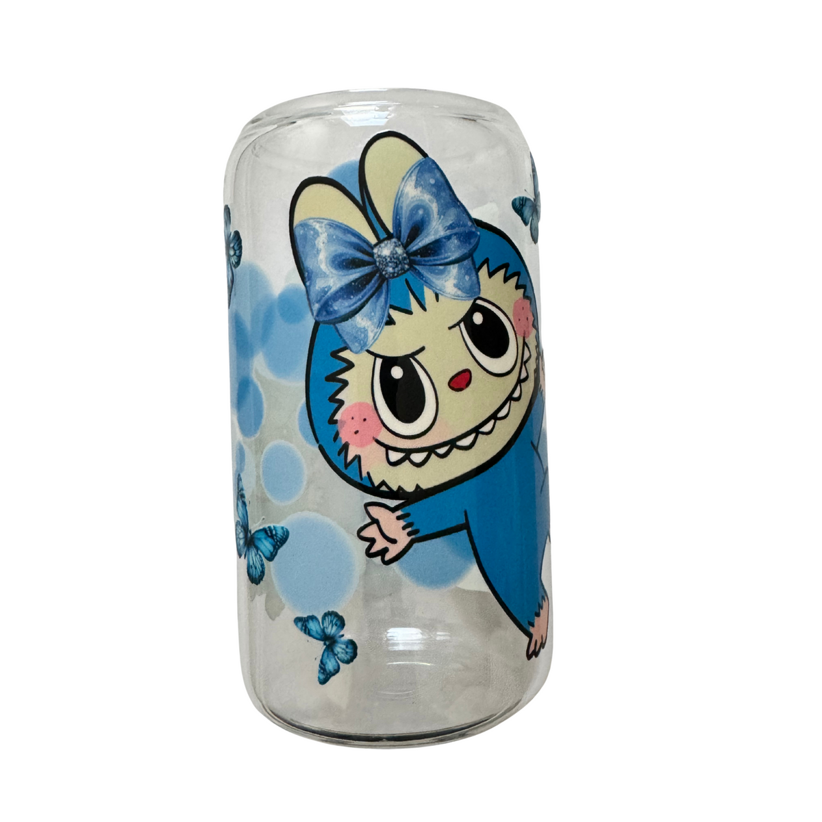 Limited edition-Glass tumbler with bamboo lid and glass straw-Design 1
