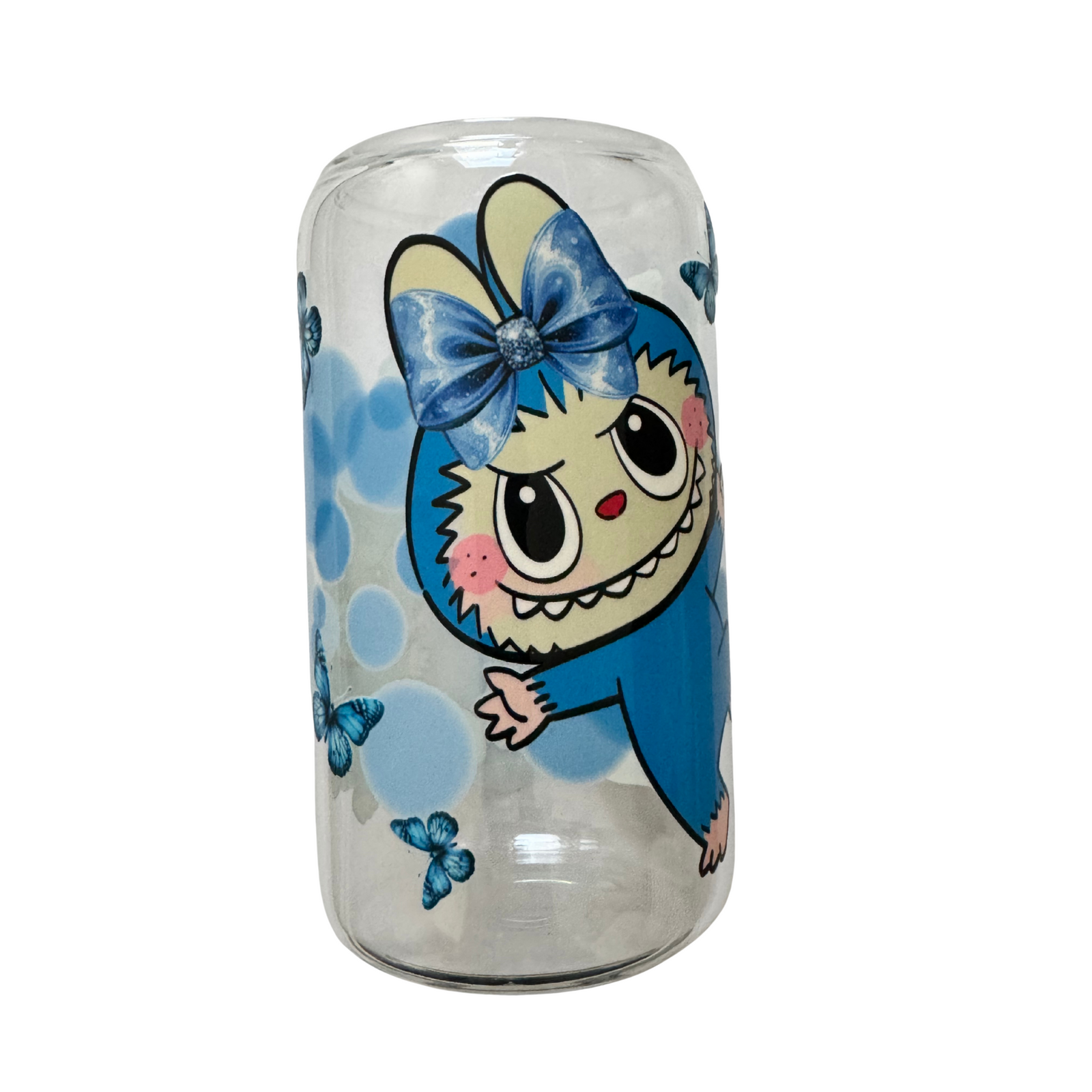 Limited edition-Glass tumbler with bamboo lid and glass straw-Design 1