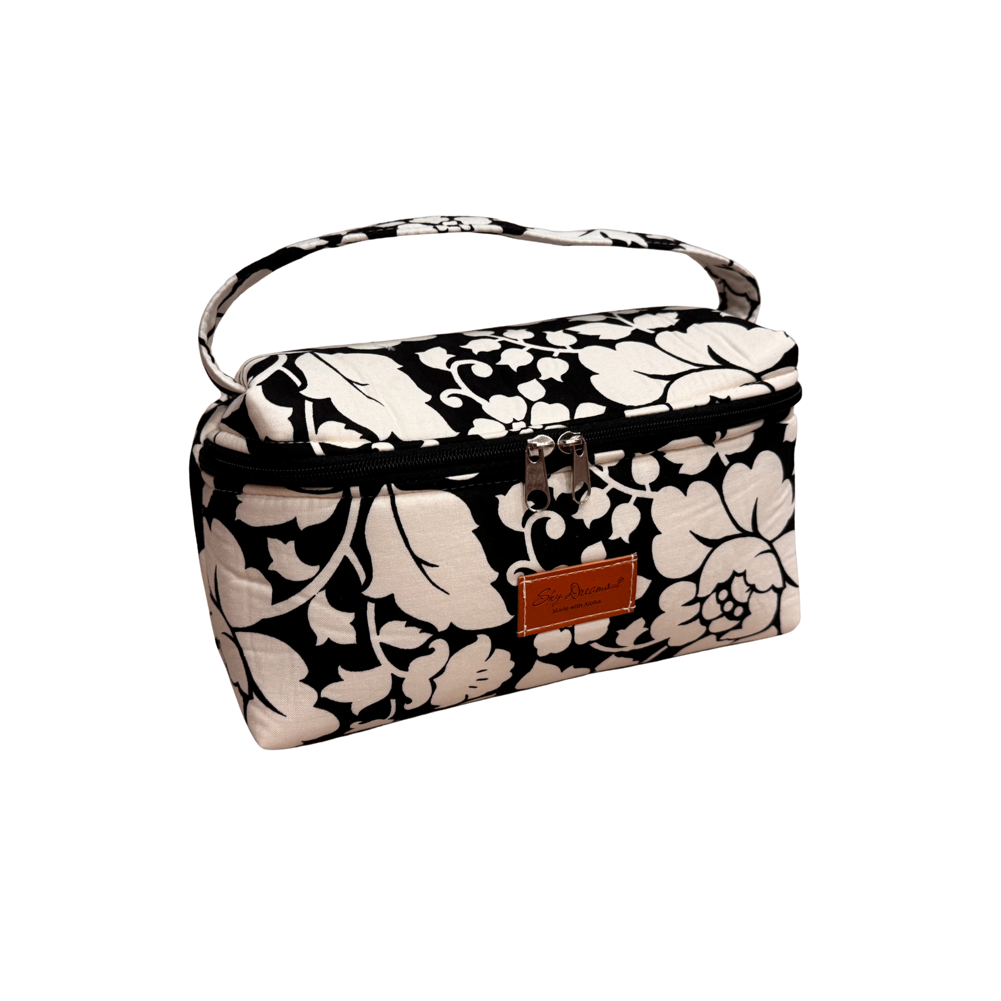 Padded Train case toiletry bag-Black & White Rosemarie