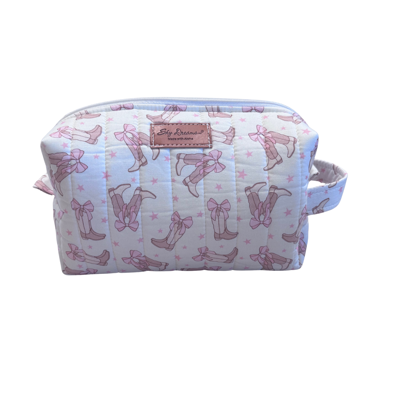 Large Cosmetic/Toiletry bag-Pink boots & bows