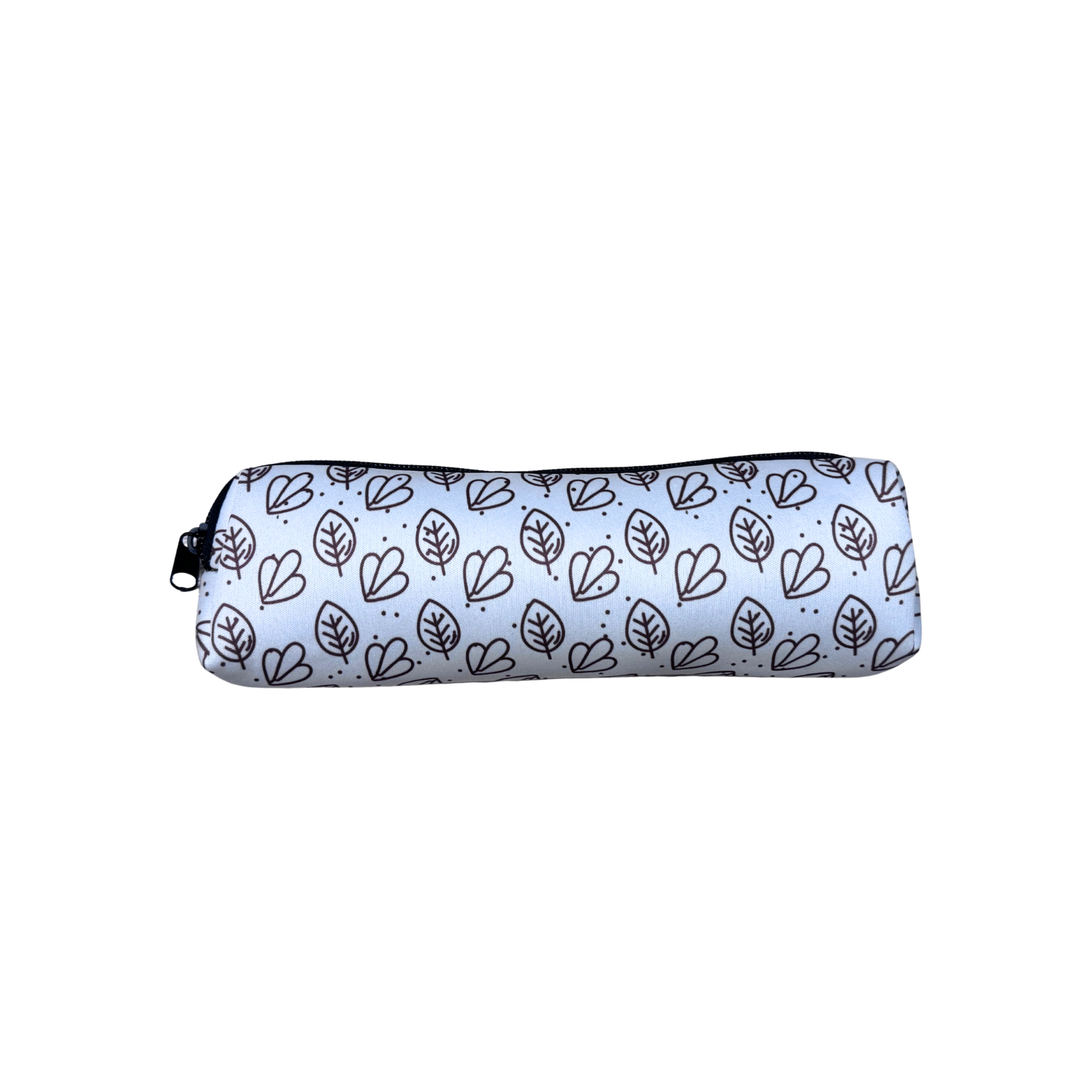 Neoprene Pencil/Brush Zip pouch-Brown leaves