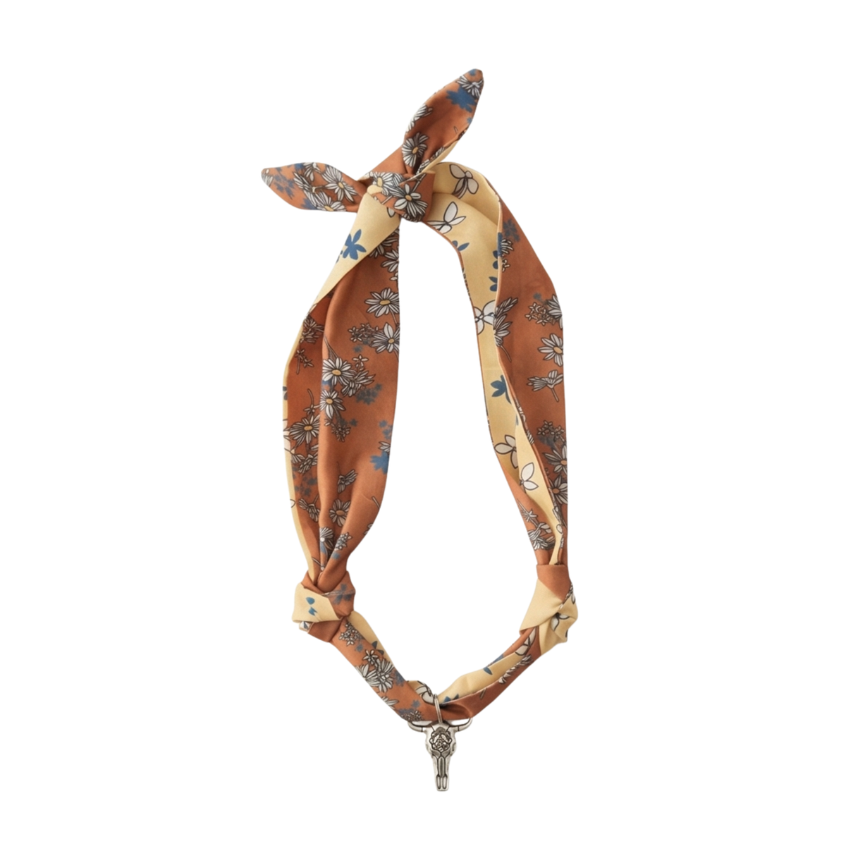 Scarf necklace-Brown Daisy w/ Longhorn charm