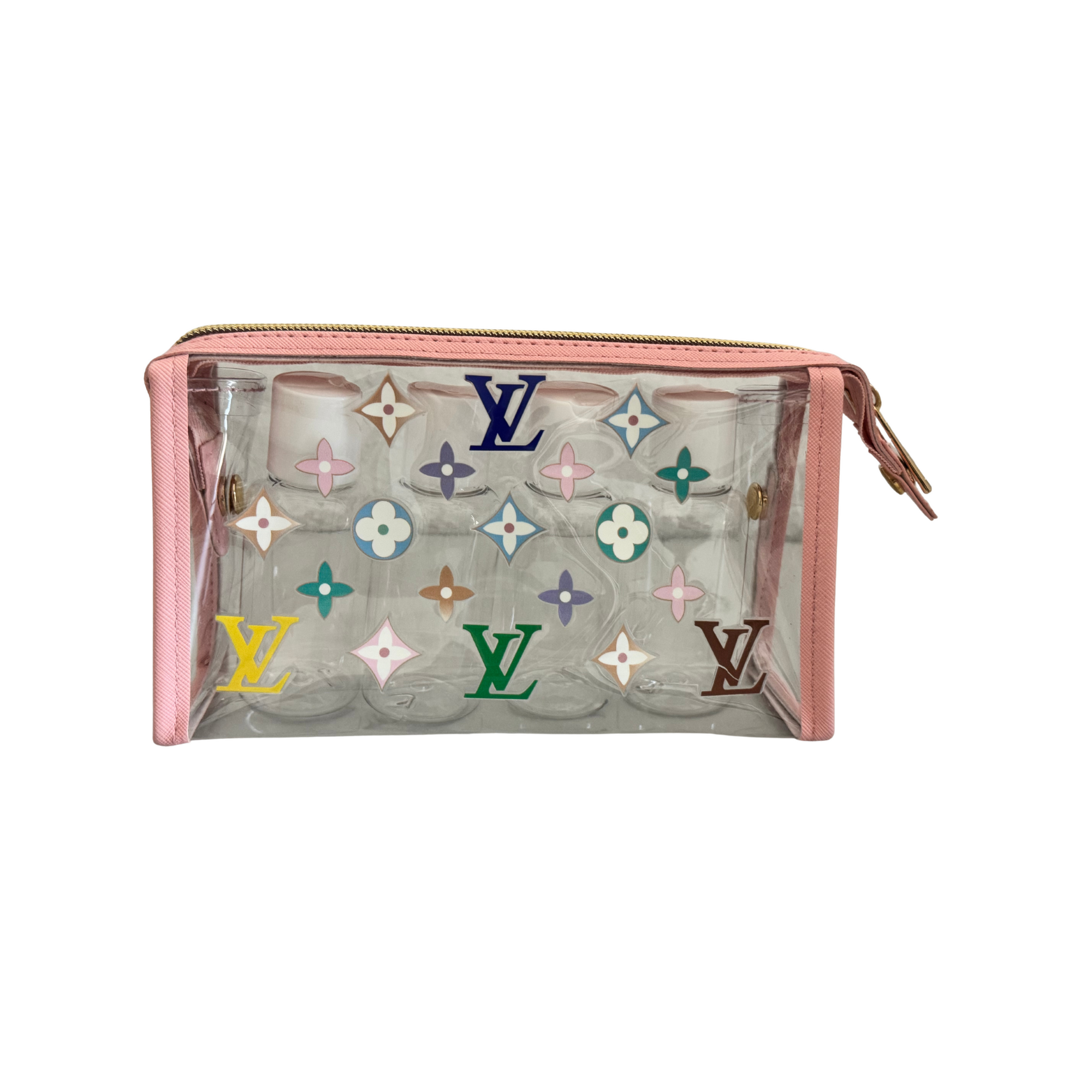 Limited edition-Clear toiletry bag with 4 bottles Design 4a