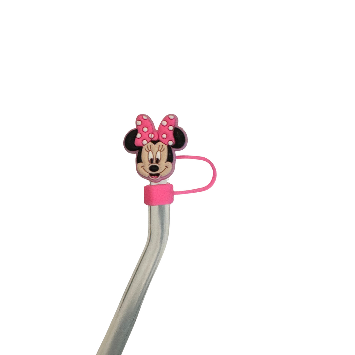 Limited edition-Silicone Straw topper-Pink Polka dot bow