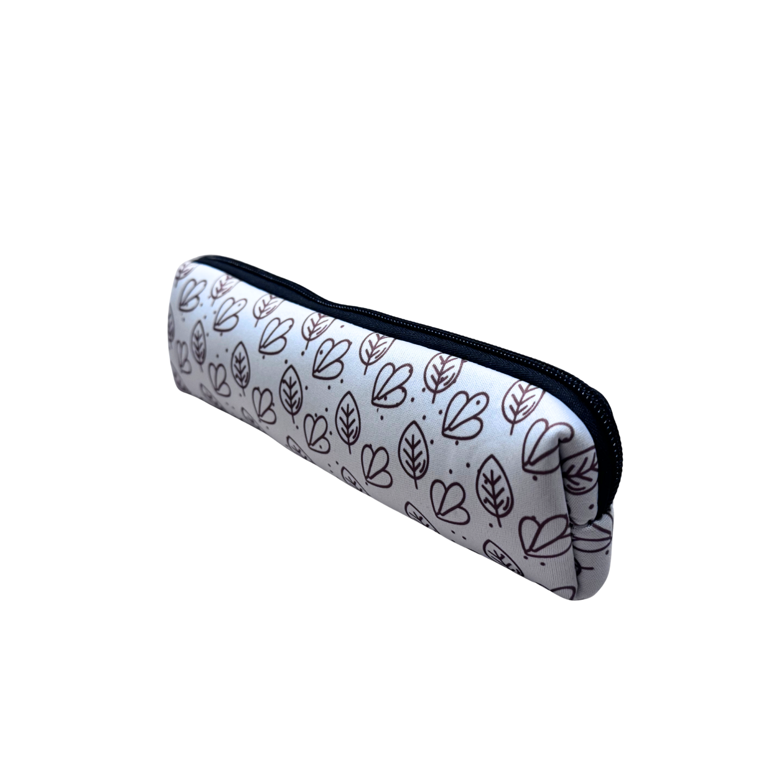 Neoprene Pencil/Brush Zip pouch-Brown leaves