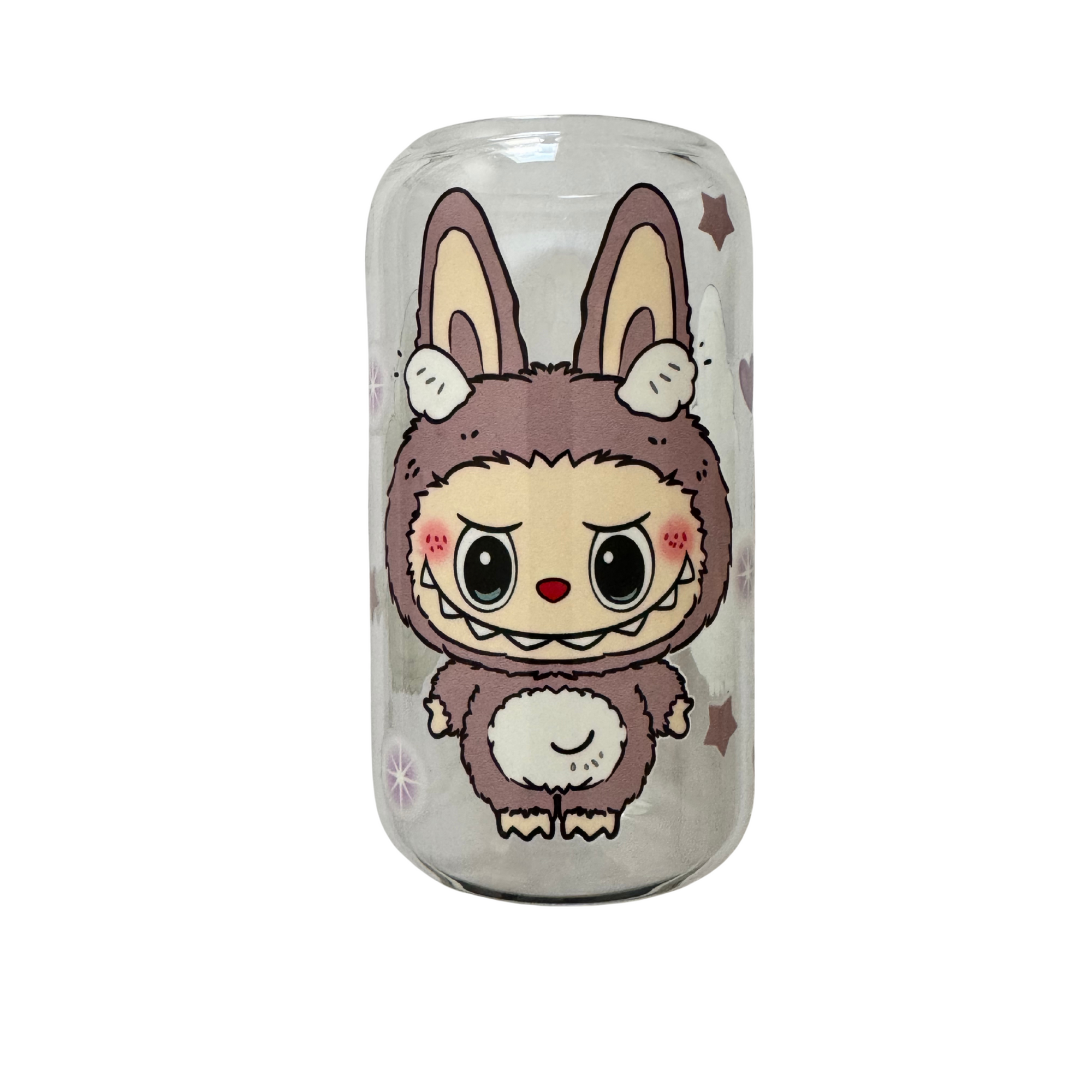 Limited edition-Glass tumbler with bamboo lid and glass straw-Design 2