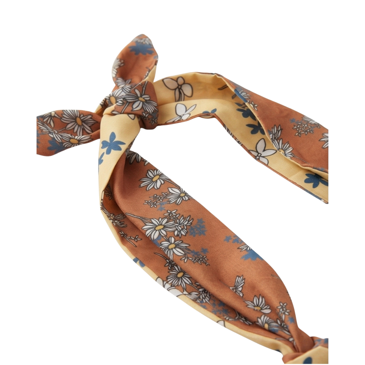 Scarf necklace-Brown Daisy w/ Longhorn charm