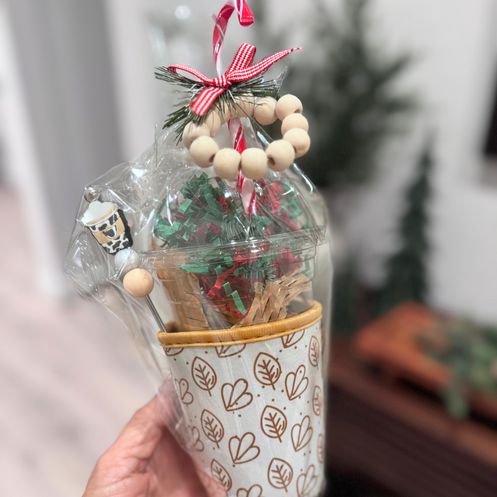 Neoprene Cup Cozy Gift set-Brown leaves