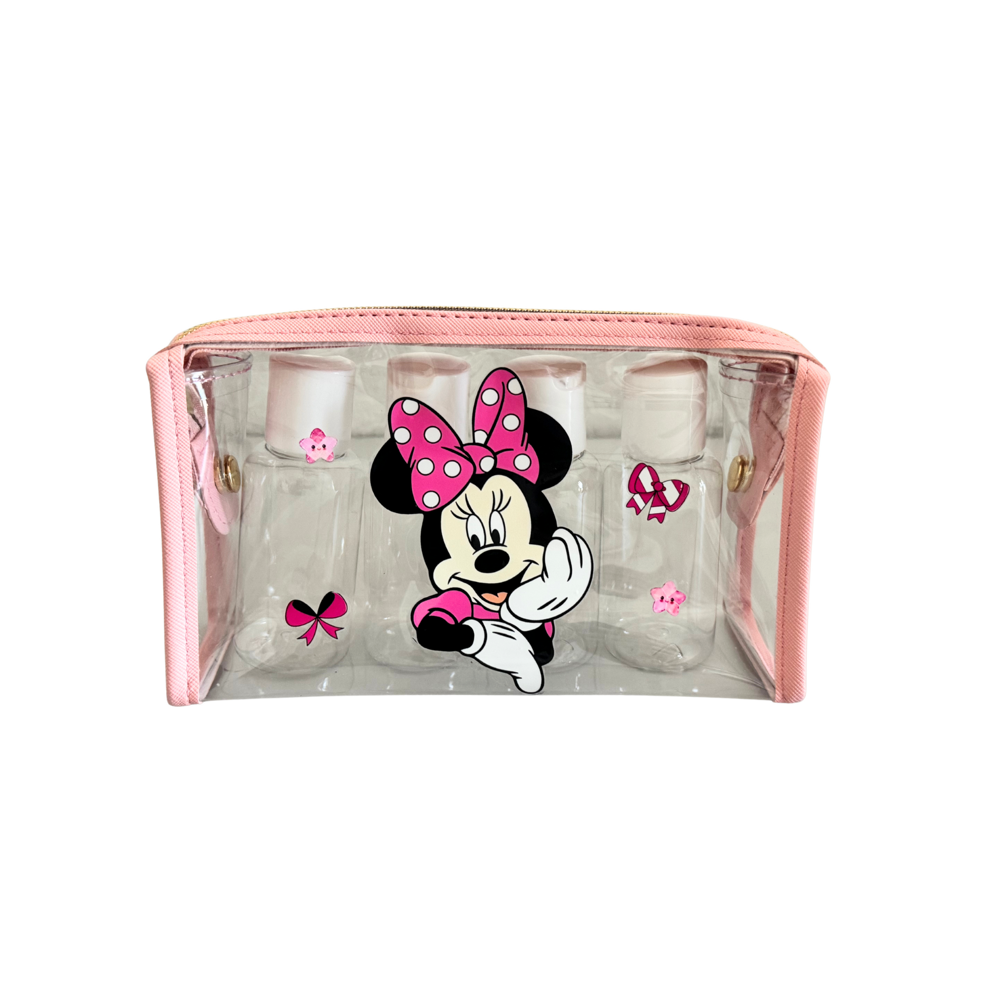 Limited edition-Clear toiletry bag with 4 bottles Design 5