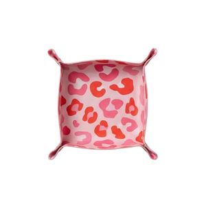 Pink Vegan Leather Travel Valet – Pink cheetah print