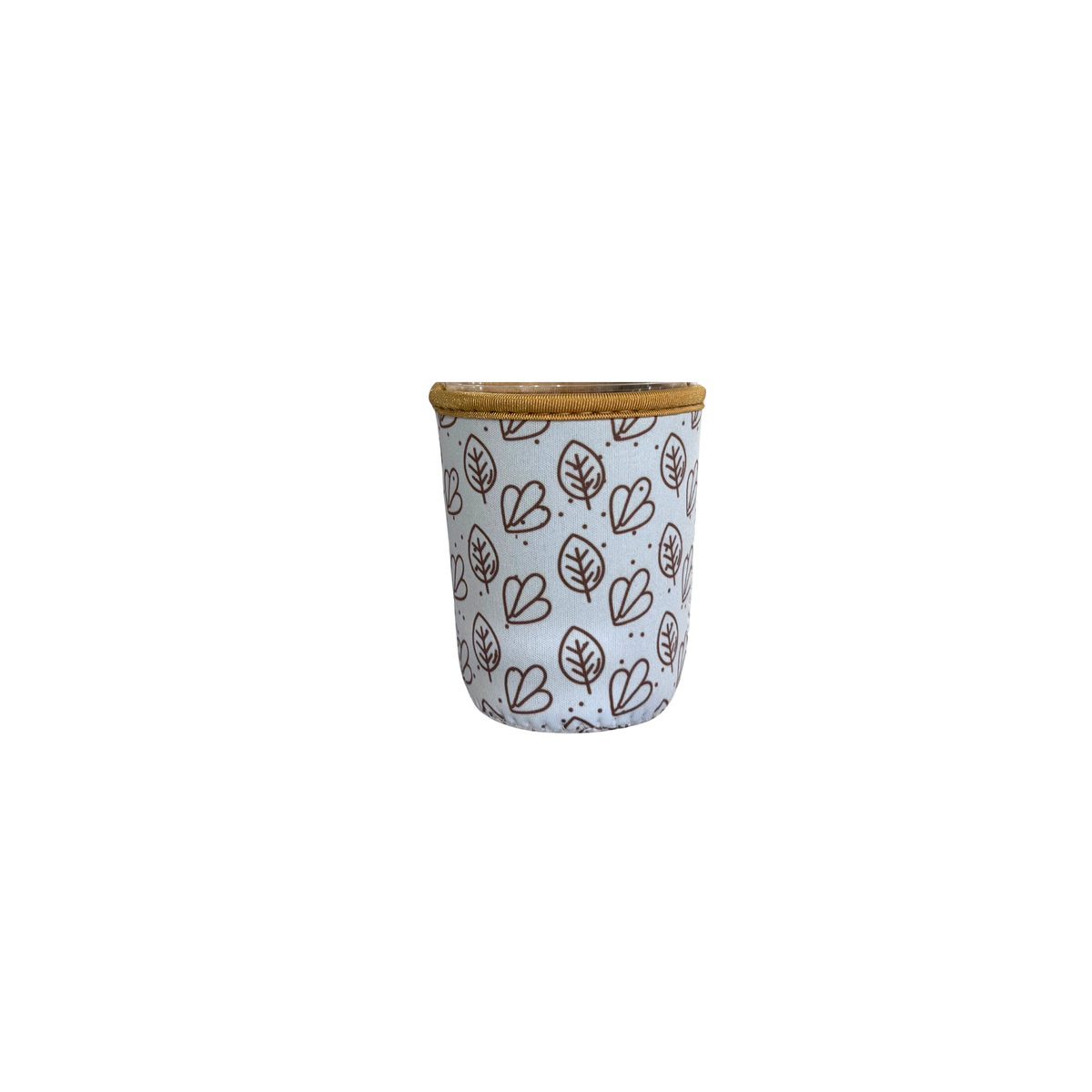 Neoprene Travel Cup Cozy – Brown leaves