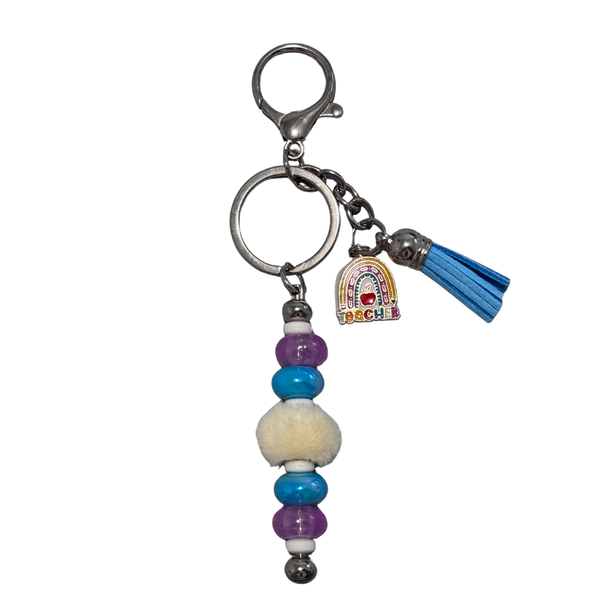 Violet&#39;s Sparkle shop-Beaded keychain rainbow teacher