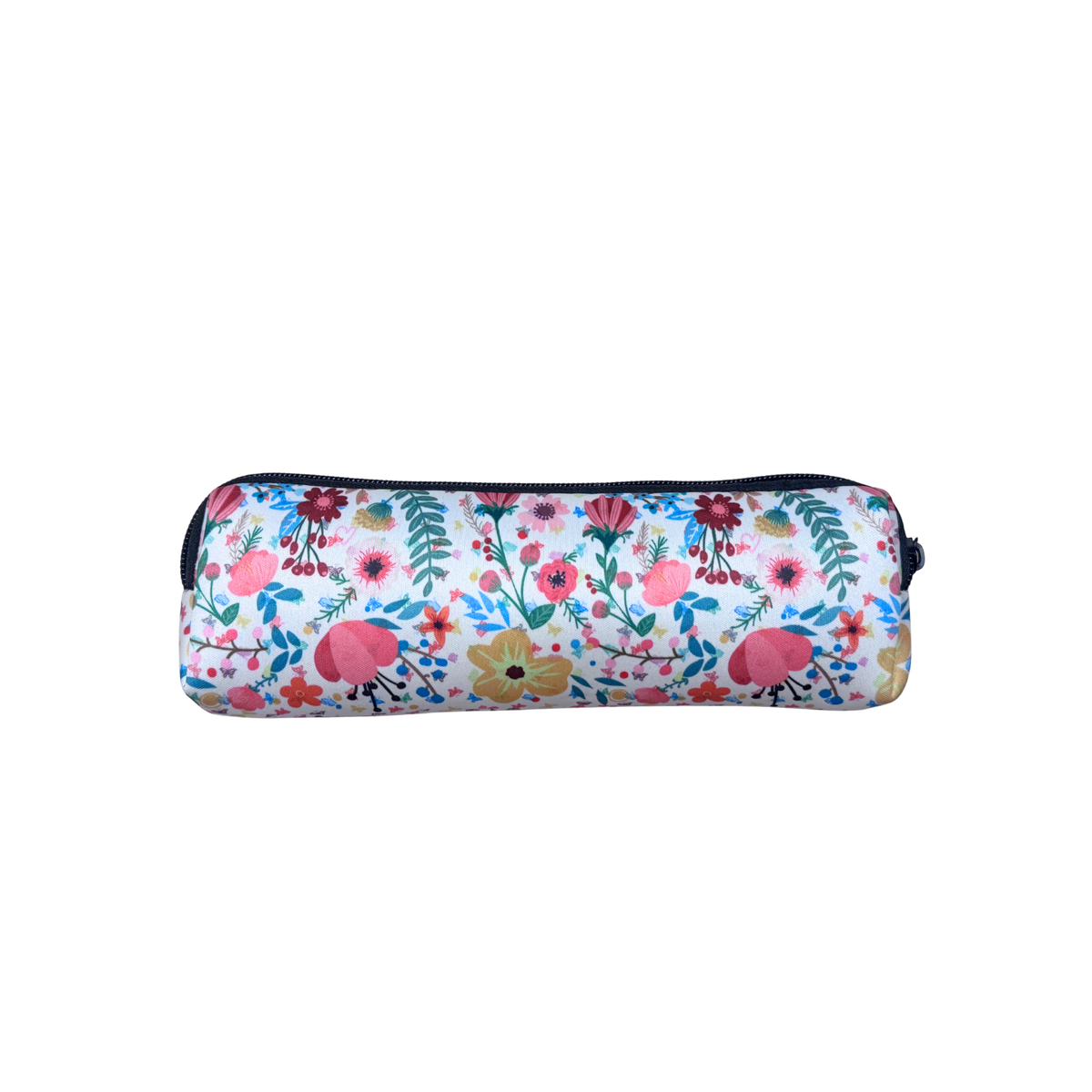 Neoprene Pencil/Brush Zip pouch-Flowers &amp; Butterflies
