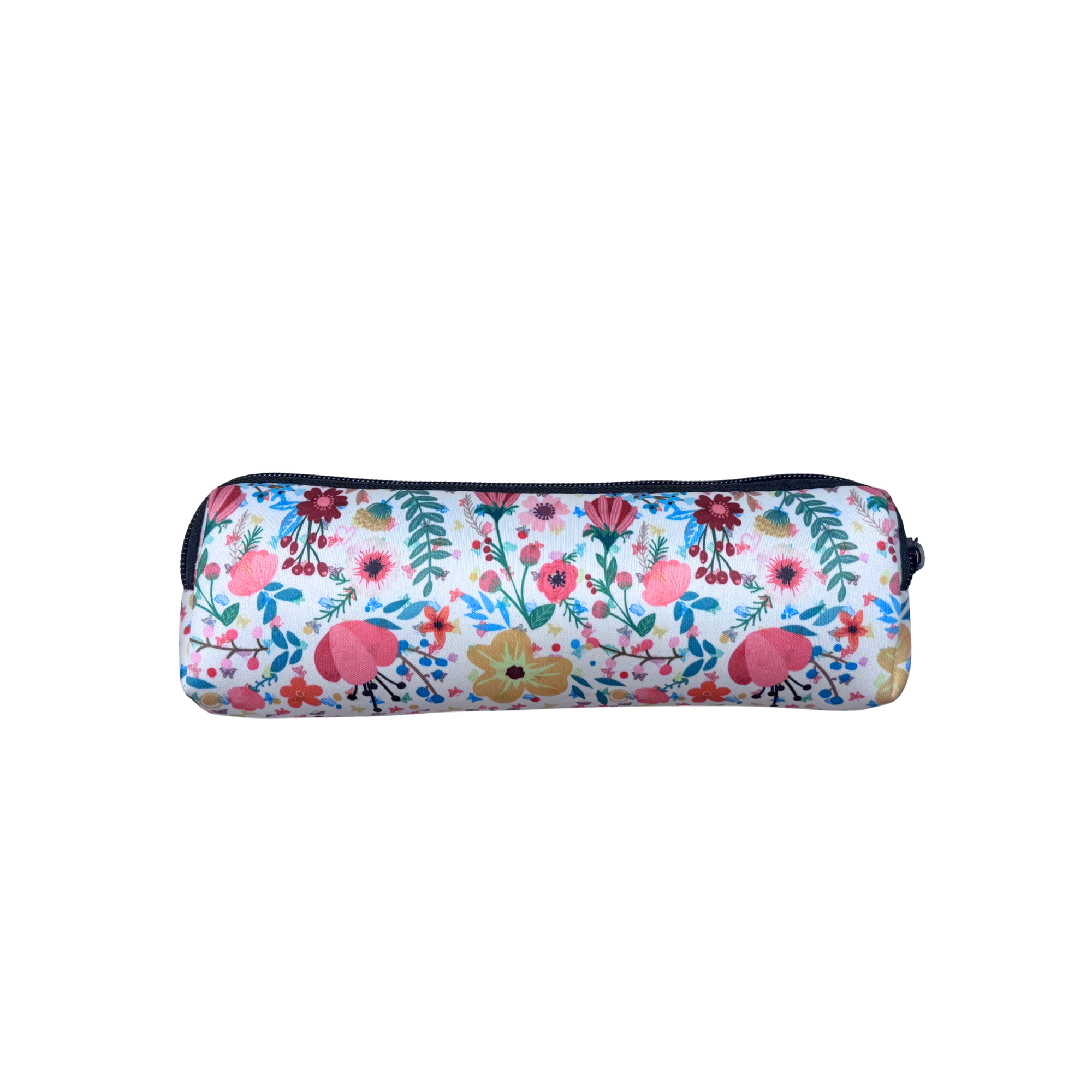 Neoprene Pencil/Brush Zip pouch-Flowers & Butterflies