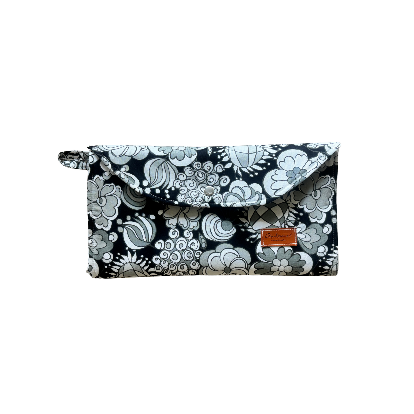 Nevaeh Travel Changing Mat-Florals in black w/ contrast