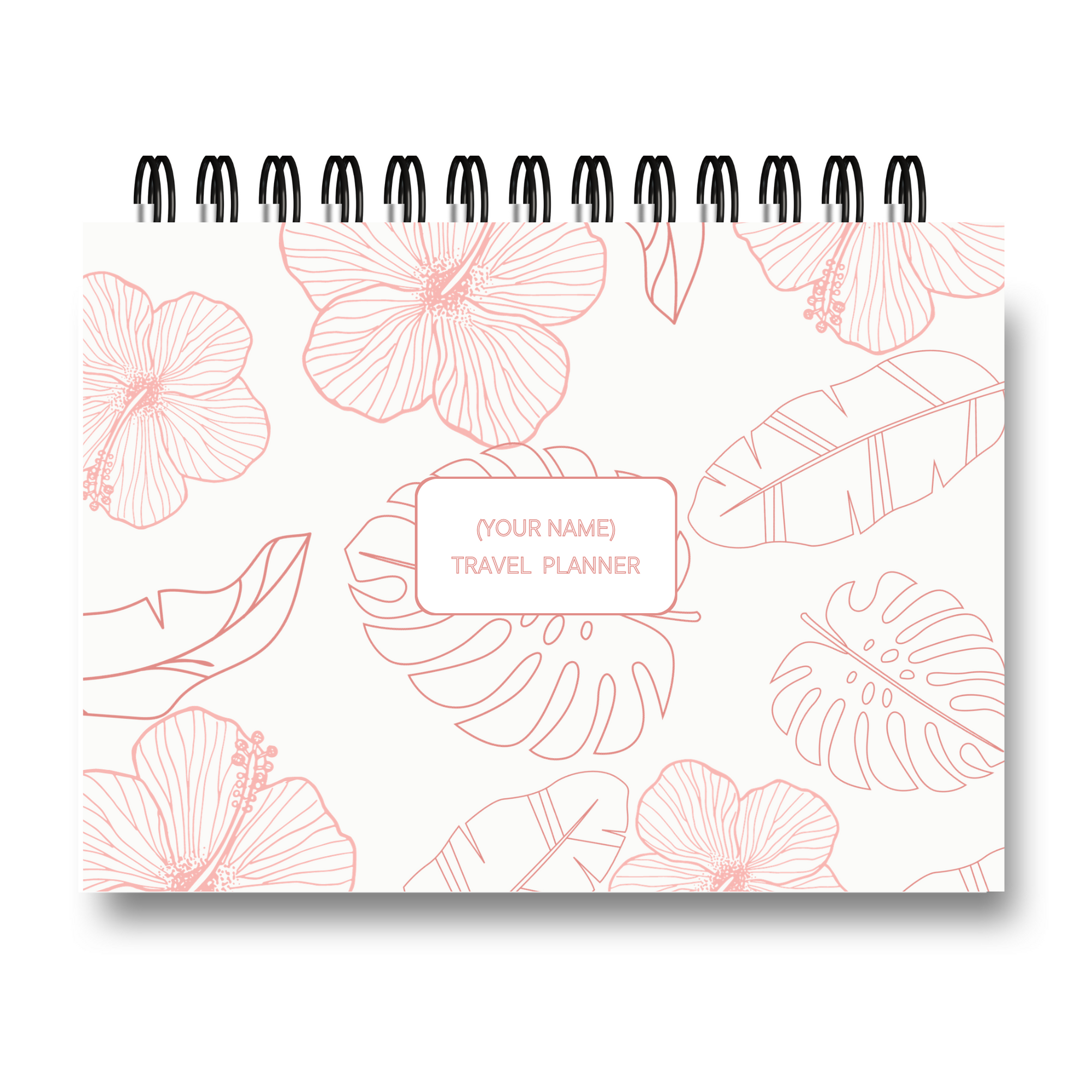 Travel Planner Journal-Rose Gold Hibiscus