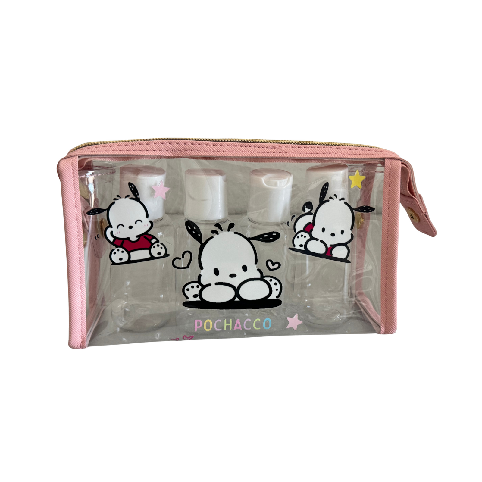 Limited edition-Clear toiletry bag with 4 bottles Design 6a