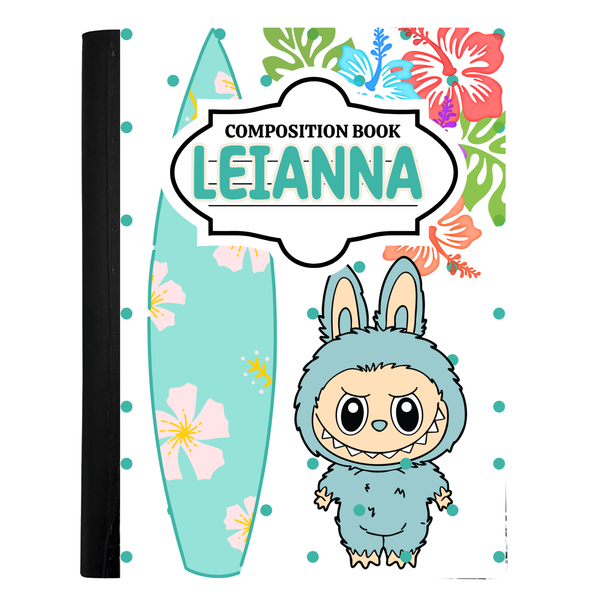 Personalized composition/Travel composition notebooks-Surf Monster