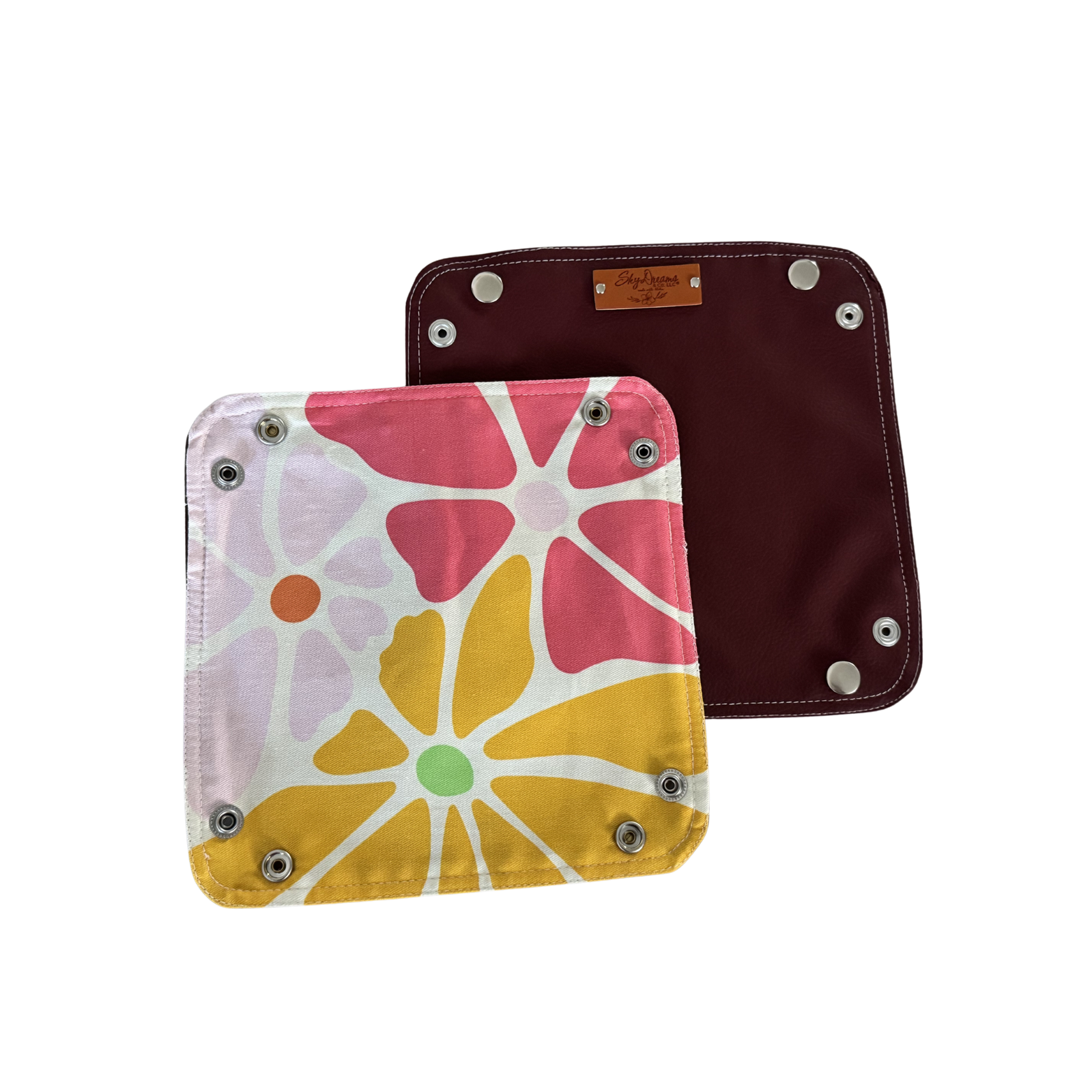 Burgundy Vegan Leather Travel Valet – Pua Aloalo Rose Scattered