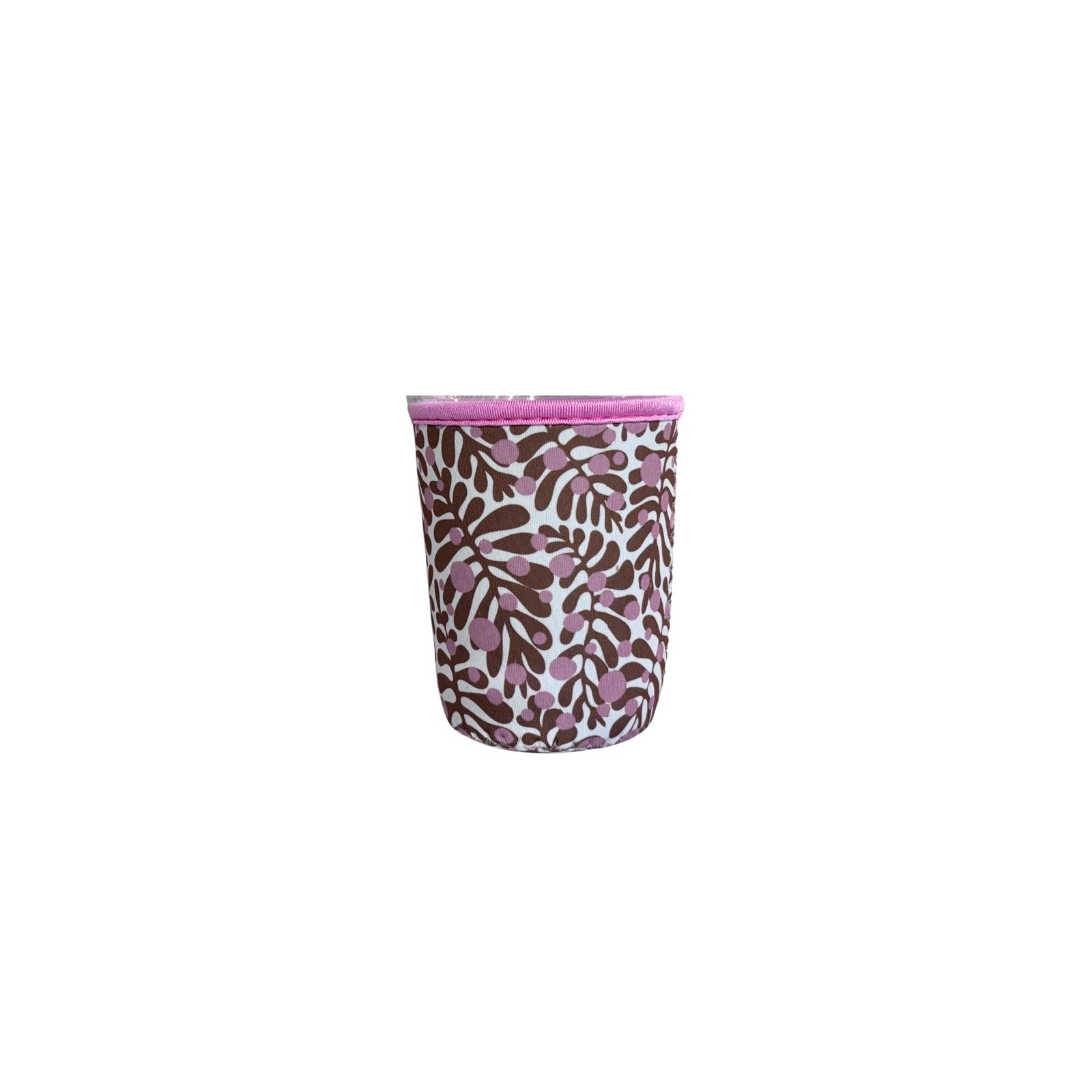 Neoprene Travel Cup Cozy – Brown flourish