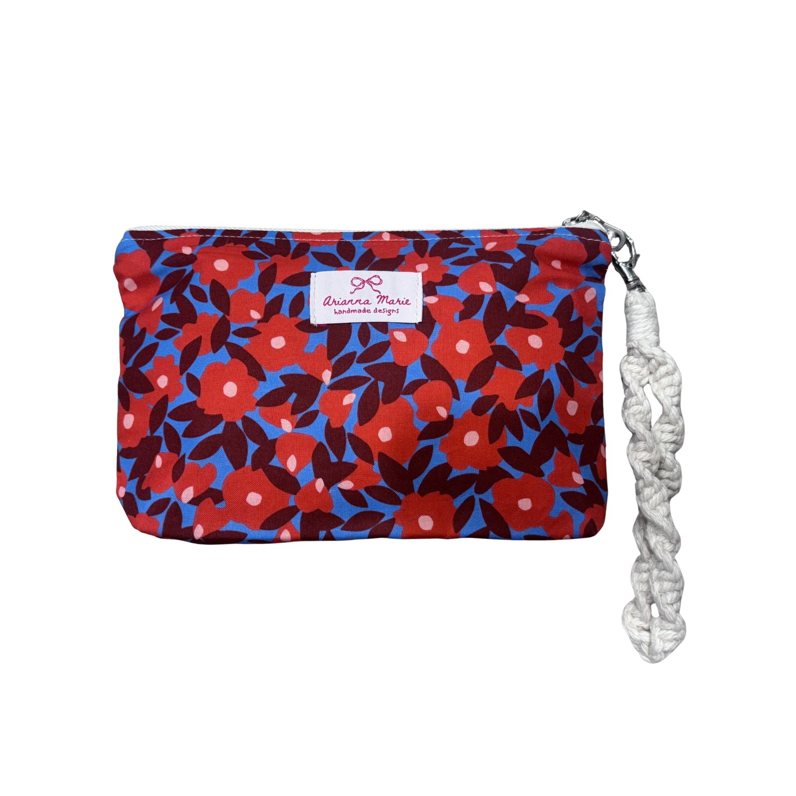 Arianna Marie zipper pouch-Red posies scattered