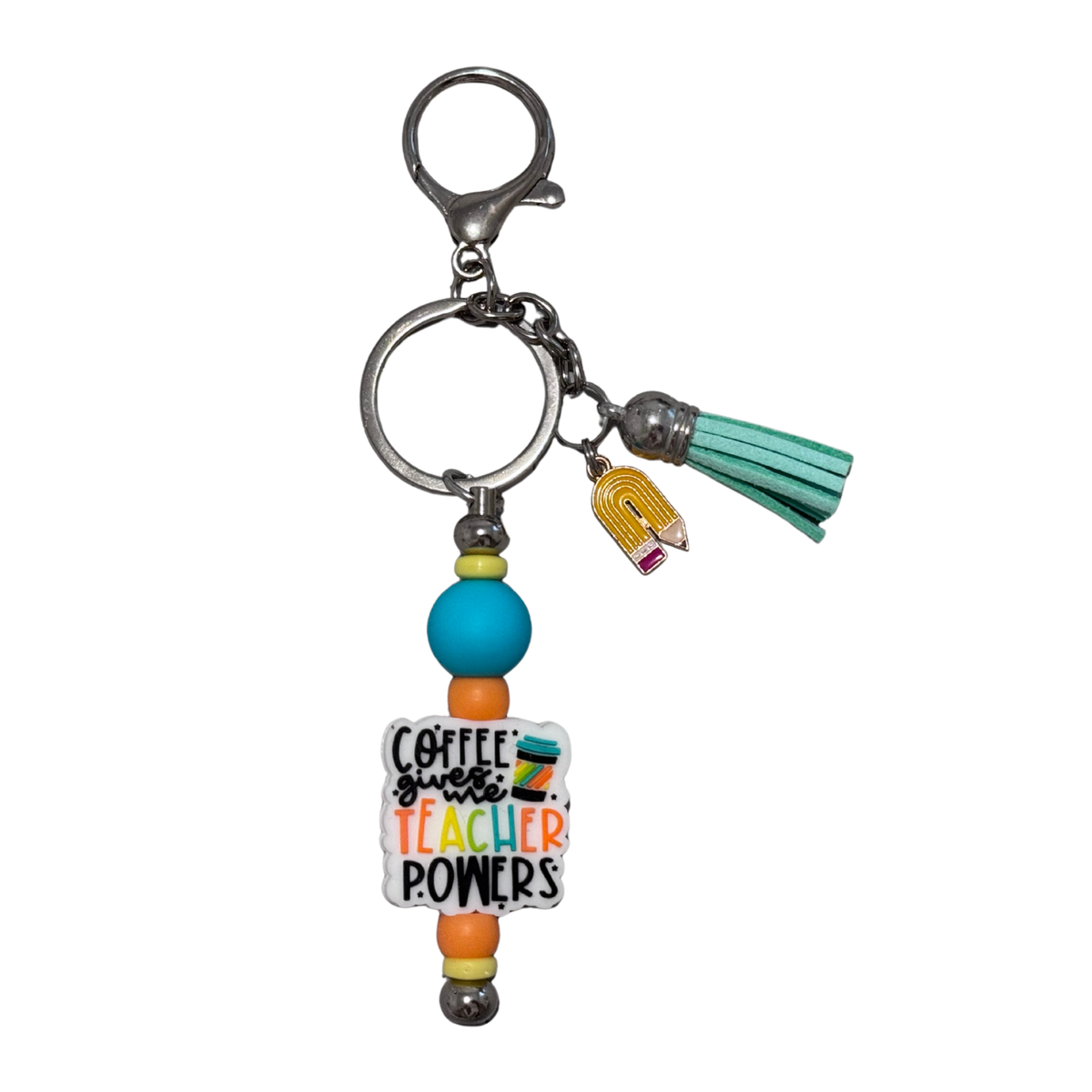 Violet&#39;s Sparkle shop-Beaded keychain Coffee teacher powers