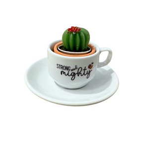 Espresso Coffee cup and saucer Set with Succulent tea candle