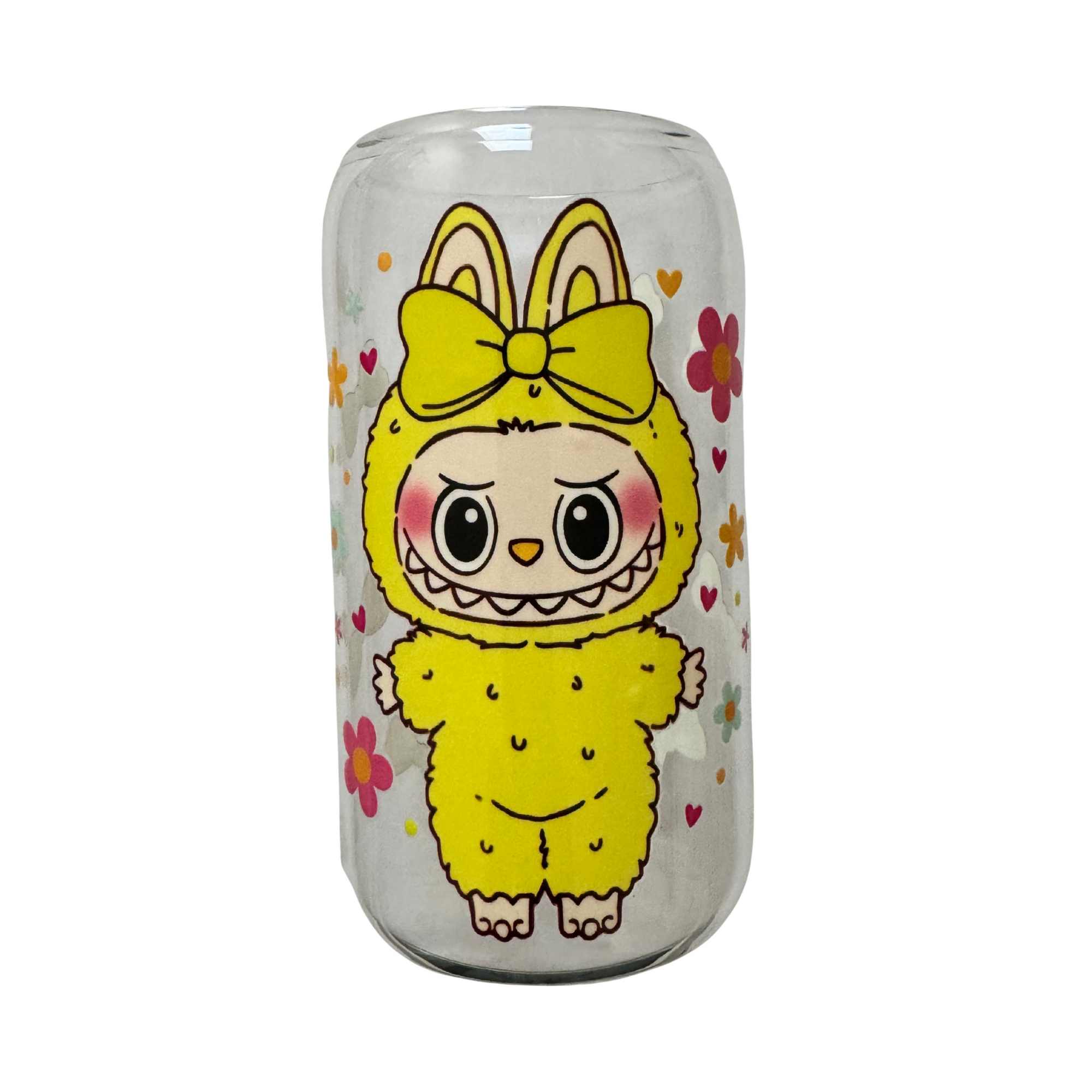 Limited edition-Glass tumbler with bamboo lid and glass straw-Design 5
